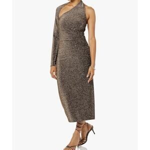NWT Terea by Andrea Pitter Gold Glitter One Sleeve Dress Size XL